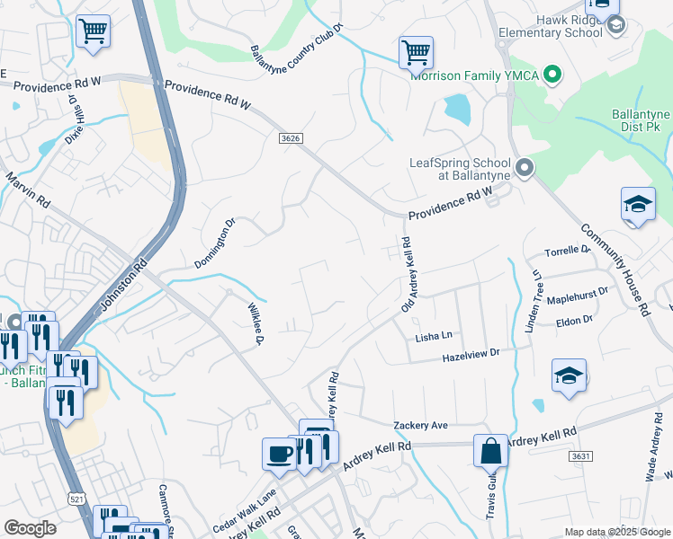 map of restaurants, bars, coffee shops, grocery stores, and more near in Charlotte