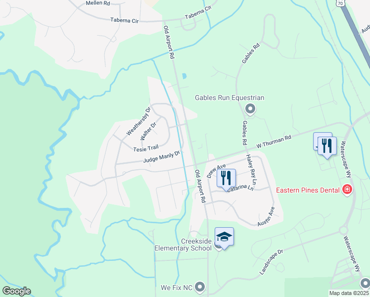 map of restaurants, bars, coffee shops, grocery stores, and more near 2901 Brems Battery in New Bern
