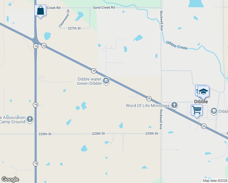 map of restaurants, bars, coffee shops, grocery stores, and more near in Dibble