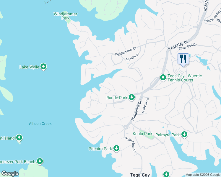 map of restaurants, bars, coffee shops, grocery stores, and more near 27084 Catamaran Drive in Fort Mill