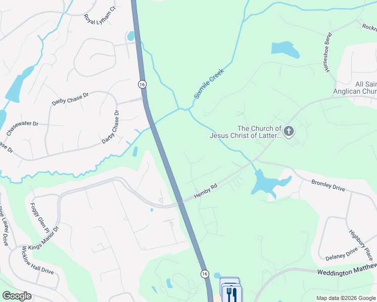 map of restaurants, bars, coffee shops, grocery stores, and more near 3005 Providence Forest Drive in Weddington