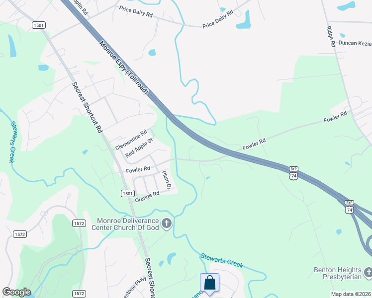 map of restaurants, bars, coffee shops, grocery stores, and more near 1008 Fowler Road in Monroe