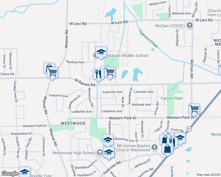 map of restaurants, bars, coffee shops, grocery stores, and more near 4197 Warbonnet Street in Memphis