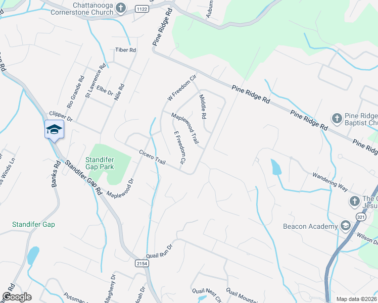 map of restaurants, bars, coffee shops, grocery stores, and more near 2963 East Freedom Circle in Ooltewah