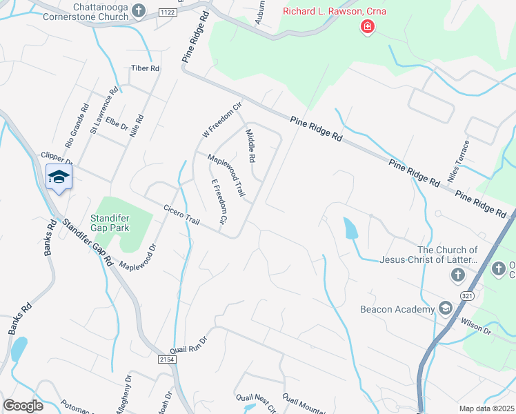 map of restaurants, bars, coffee shops, grocery stores, and more near 2976 East Freedom Circle in Ooltewah