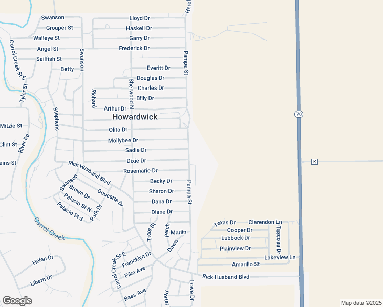 map of restaurants, bars, coffee shops, grocery stores, and more near 487-489 Pampa Street in Howardwick