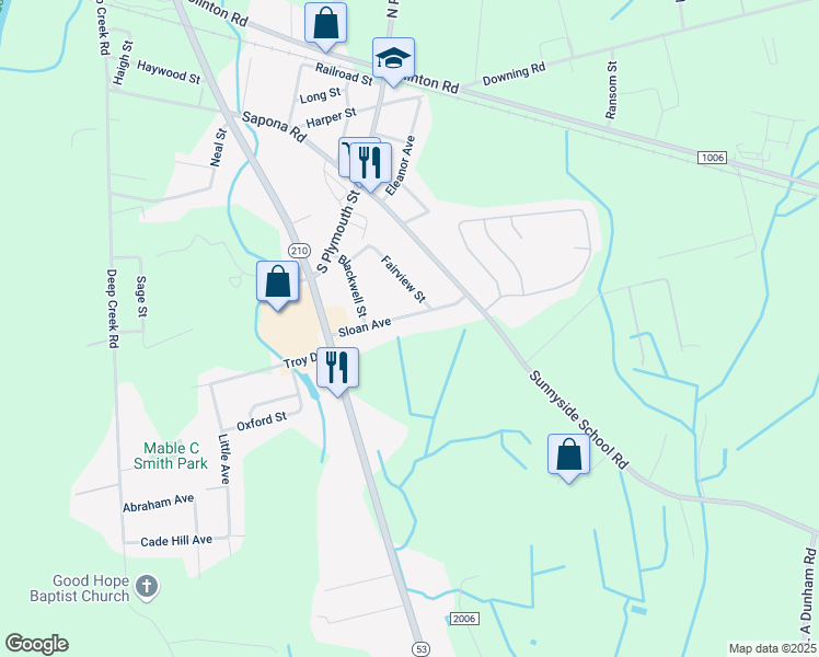 map of restaurants, bars, coffee shops, grocery stores, and more near 1918 Sloan Avenue in Fayetteville
