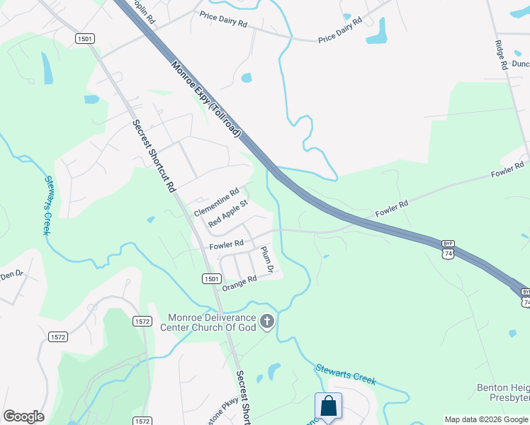 map of restaurants, bars, coffee shops, grocery stores, and more near 1008 Fowler Road in Monroe