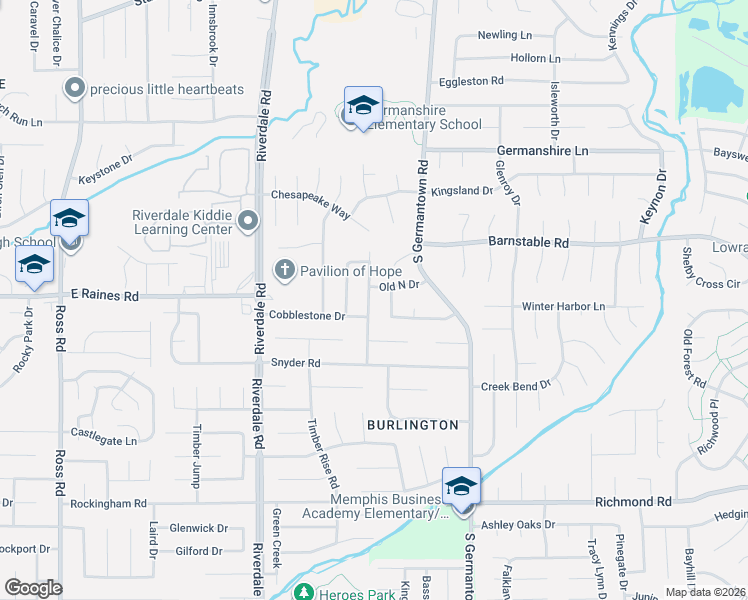 map of restaurants, bars, coffee shops, grocery stores, and more near 7116 Old North Drive in Memphis