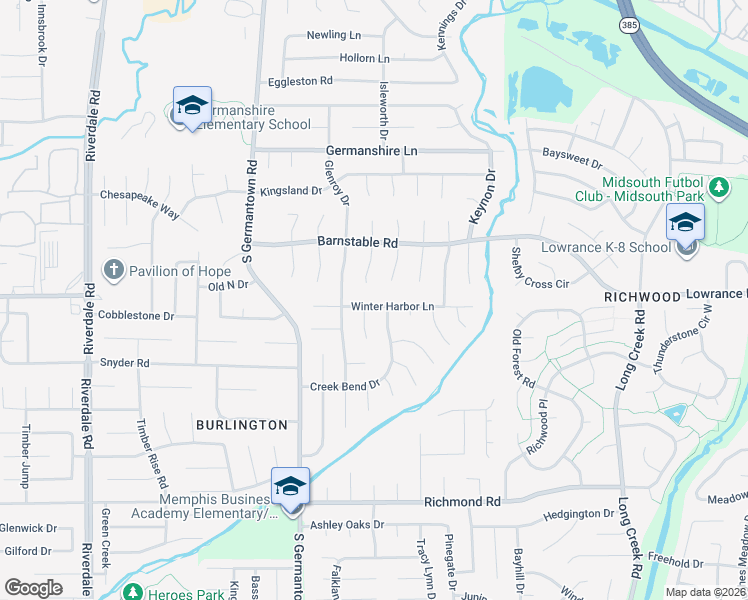 map of restaurants, bars, coffee shops, grocery stores, and more near 4127 Naragansett Cove in Memphis