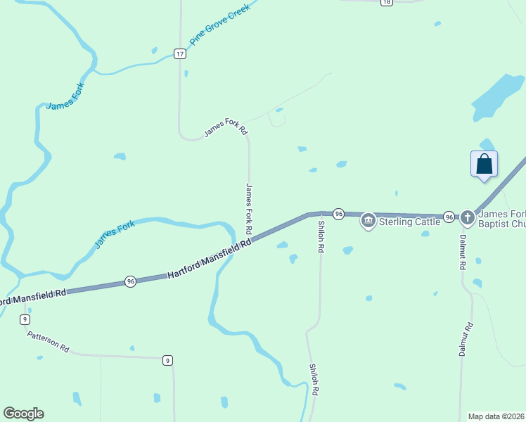 map of restaurants, bars, coffee shops, grocery stores, and more near 12800 James Fork Road in Hartford