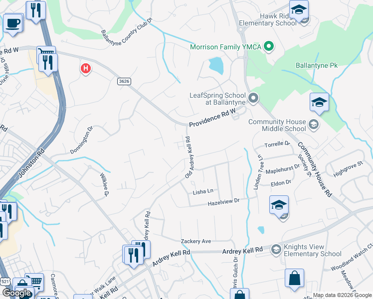 map of restaurants, bars, coffee shops, grocery stores, and more near in Charlotte