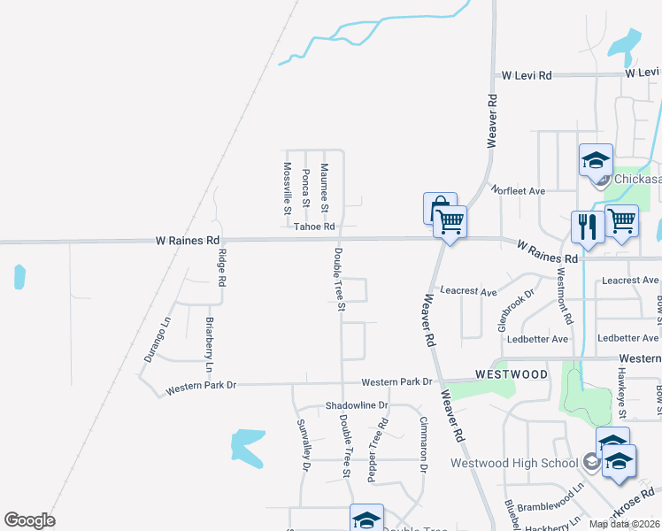 map of restaurants, bars, coffee shops, grocery stores, and more near 4141 Double Tree Street in Memphis