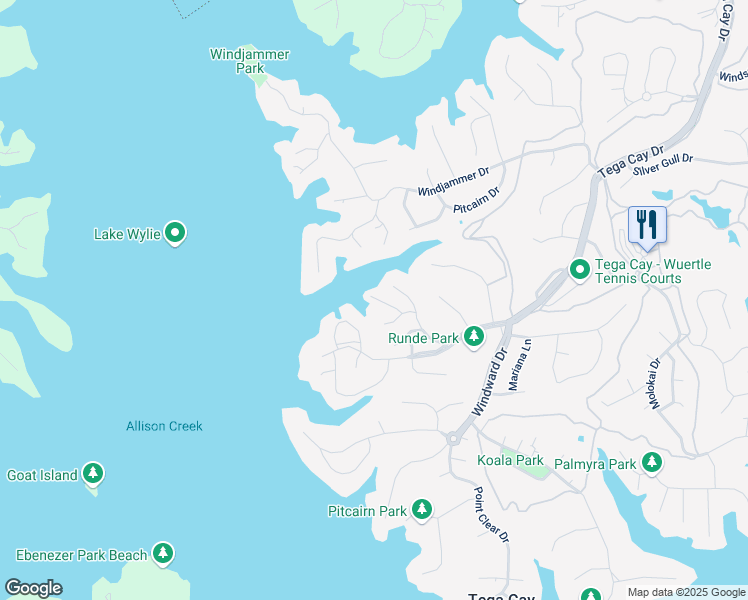 map of restaurants, bars, coffee shops, grocery stores, and more near 27056 Catamaran Drive in Fort Mill