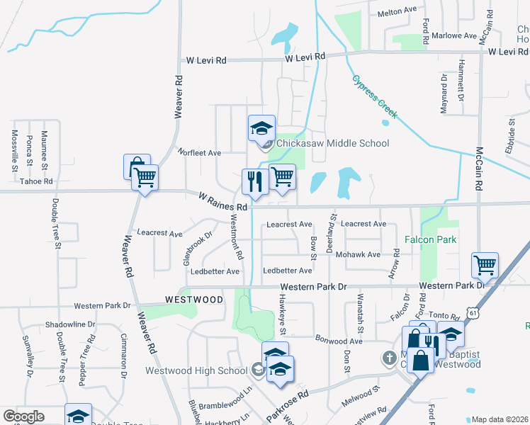 map of restaurants, bars, coffee shops, grocery stores, and more near 819 West Raines Road in Memphis