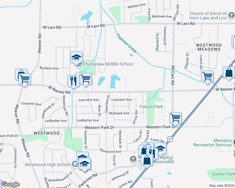 map of restaurants, bars, coffee shops, grocery stores, and more near in Memphis