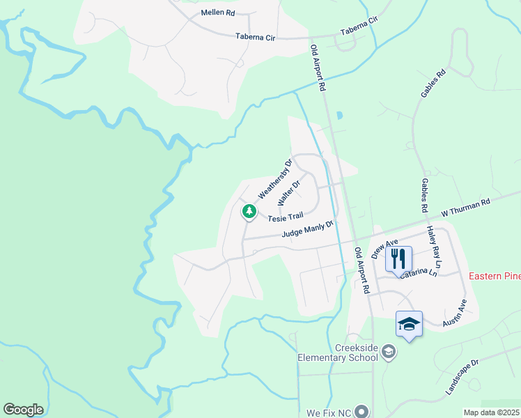 map of restaurants, bars, coffee shops, grocery stores, and more near 2938 Tesie Trail in New Bern