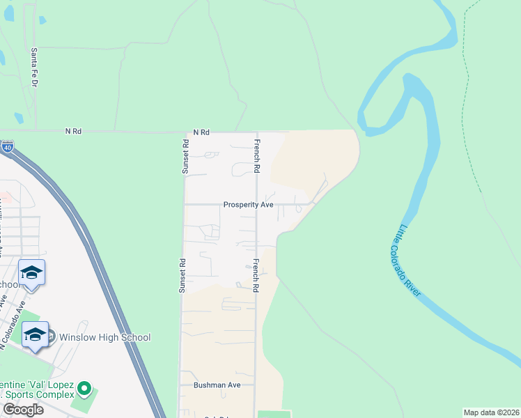 map of restaurants, bars, coffee shops, grocery stores, and more near 1982 Prosperity Avenue in Winslow