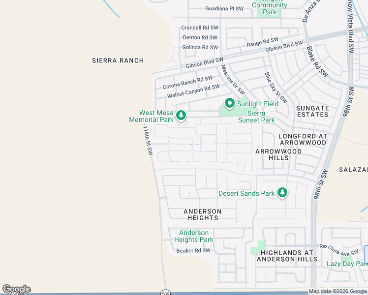 map of restaurants, bars, coffee shops, grocery stores, and more near 118TH Shadetree Drive Southwest in Albuquerque
