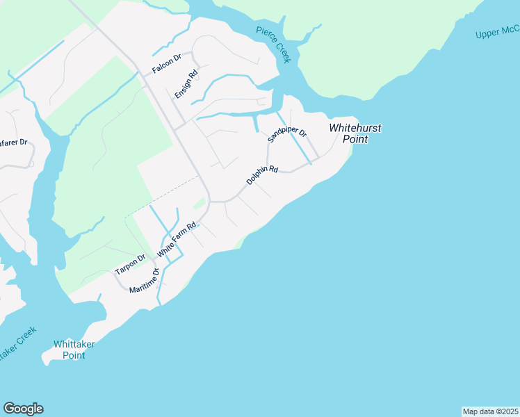 map of restaurants, bars, coffee shops, grocery stores, and more near 5307 Bogue Drive in Oriental
