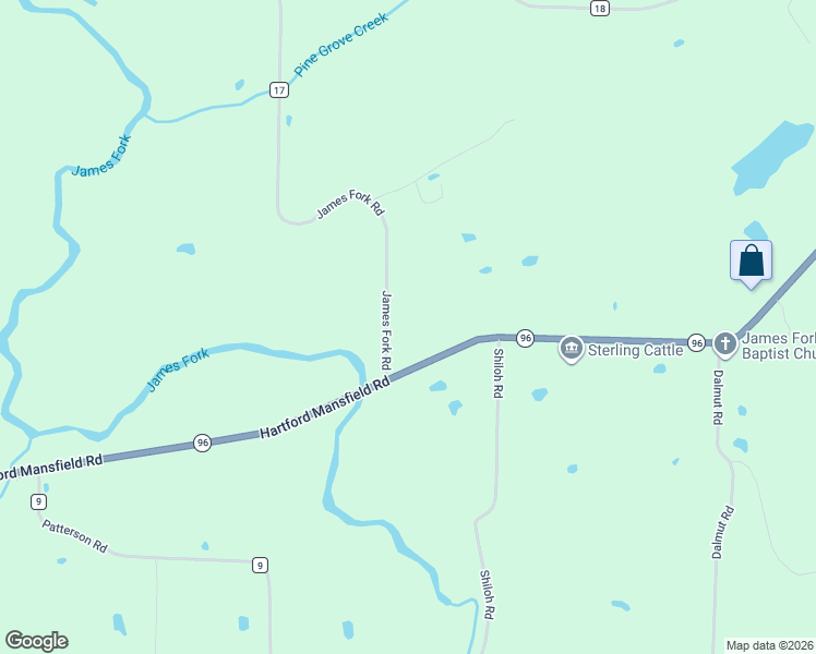 map of restaurants, bars, coffee shops, grocery stores, and more near 12800 James Fork Road in Hartford