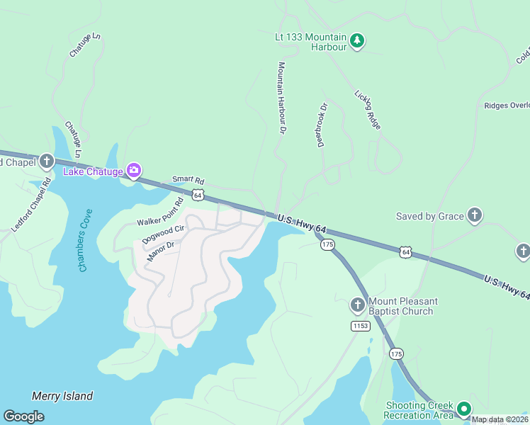 map of restaurants, bars, coffee shops, grocery stores, and more near 422 Smart Road in Hayesville
