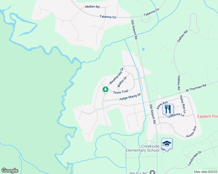 map of restaurants, bars, coffee shops, grocery stores, and more near 2940 Tesie Trail in New Bern