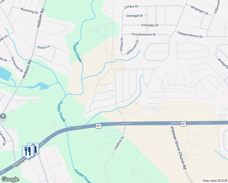 map of restaurants, bars, coffee shops, grocery stores, and more near 7951 Fayetteville Road in Raeford