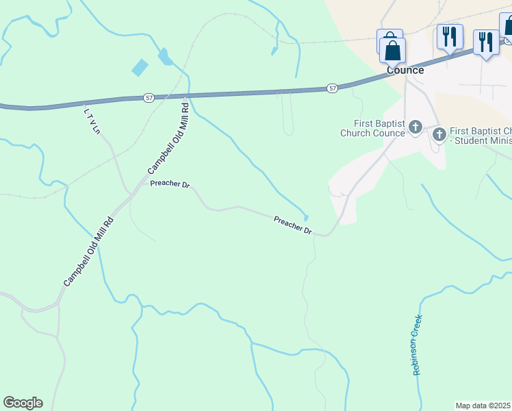 map of restaurants, bars, coffee shops, grocery stores, and more near 920 Preacher Drive in Counce