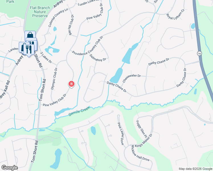 map of restaurants, bars, coffee shops, grocery stores, and more near 11641 James Richard Drive in Charlotte
