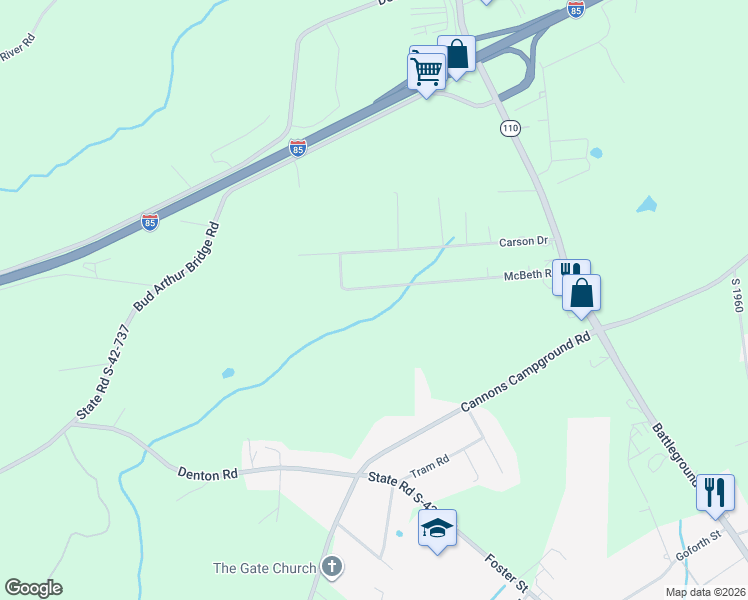 map of restaurants, bars, coffee shops, grocery stores, and more near 169 McBeth Road in Cowpens