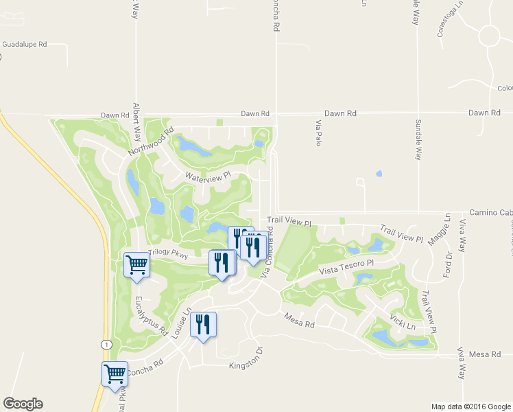 map of restaurants, bars, coffee shops, grocery stores, and more near 1602 Payton Way in Nipomo