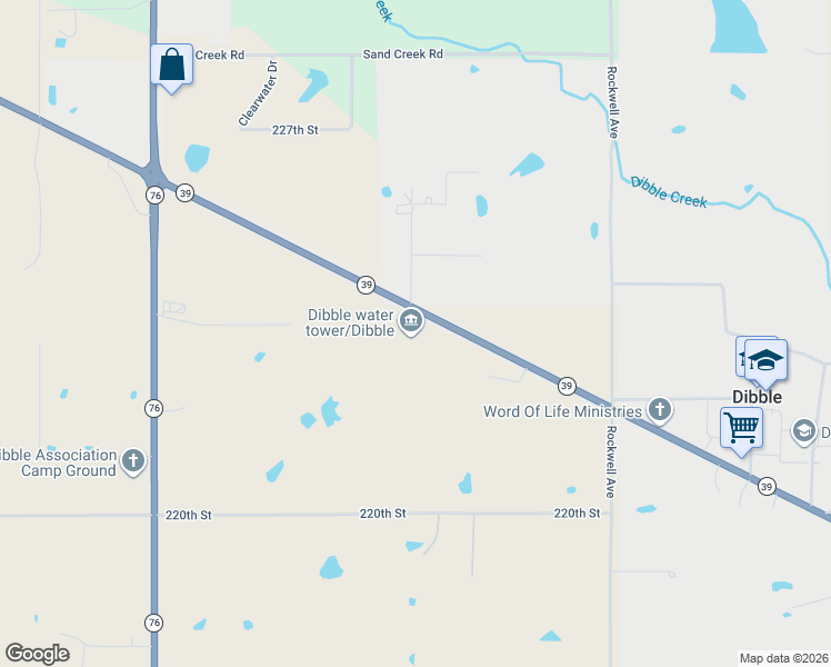 map of restaurants, bars, coffee shops, grocery stores, and more near Oklahoma 39 in Blanchard