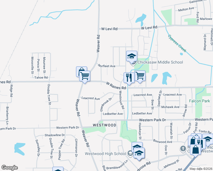 map of restaurants, bars, coffee shops, grocery stores, and more near 4152 Archer Cove in Memphis