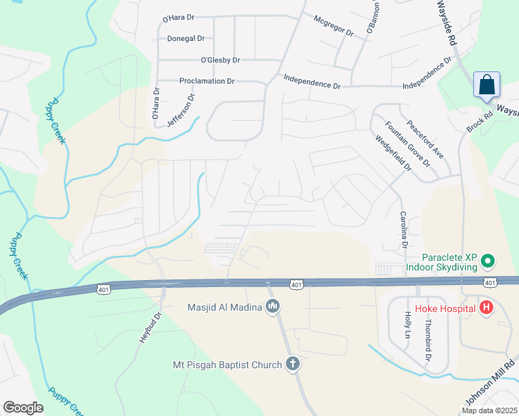 map of restaurants, bars, coffee shops, grocery stores, and more near 101 Tahoe Court in Raeford