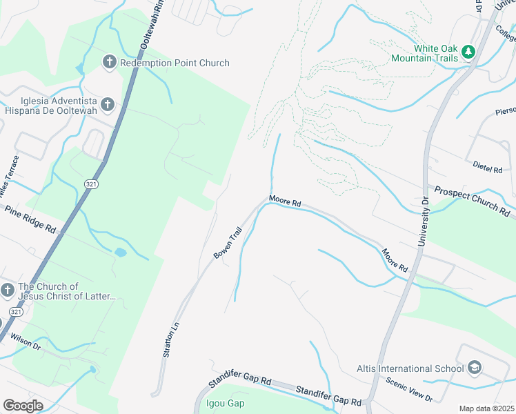 map of restaurants, bars, coffee shops, grocery stores, and more near 9758 Old Moore Road in Collegedale