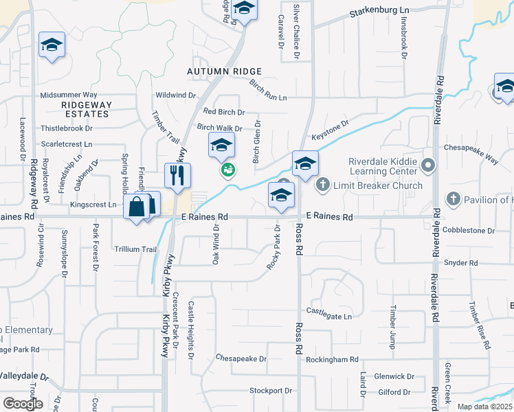 map of restaurants, bars, coffee shops, grocery stores, and more near 4125 Garden Birch Cove in Memphis