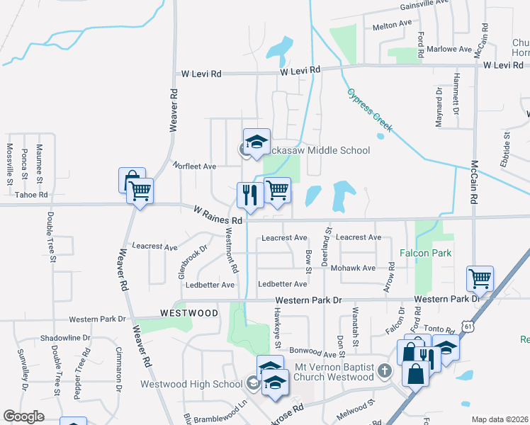 map of restaurants, bars, coffee shops, grocery stores, and more near 820 West Raines Road in Memphis