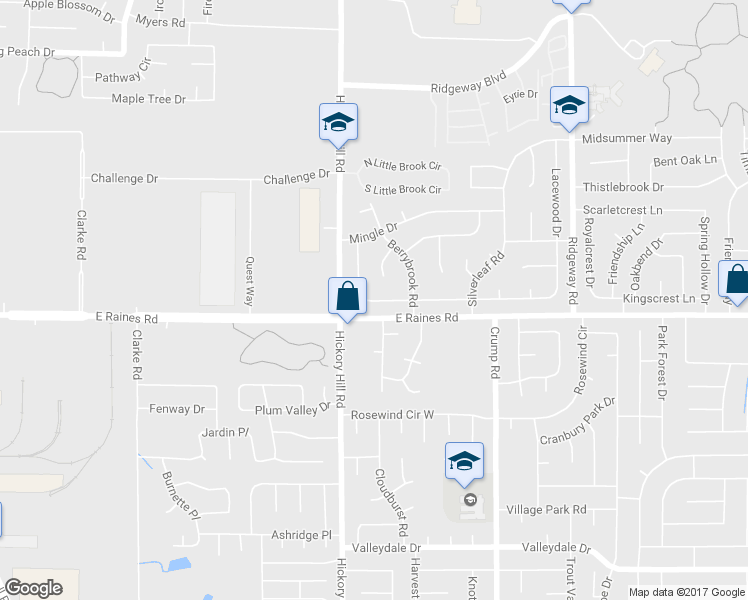 map of restaurants, bars, coffee shops, grocery stores, and more near 5948 Meadow Creek Road in Memphis