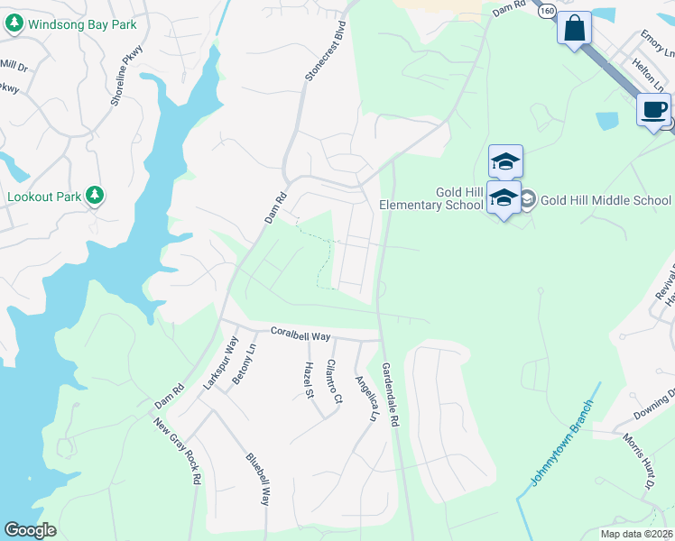map of restaurants, bars, coffee shops, grocery stores, and more near 1280 Independence Street in Fort Mill