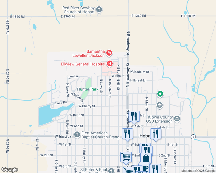 map of restaurants, bars, coffee shops, grocery stores, and more near 611 North Randlett Street in Hobart
