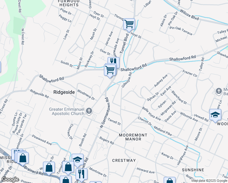 map of restaurants, bars, coffee shops, grocery stores, and more near 817 N Germantown Rd in Chattanooga