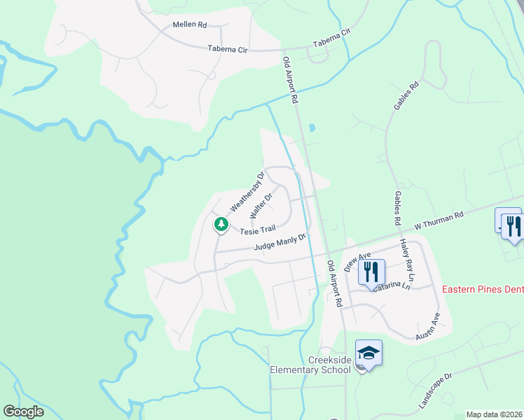 map of restaurants, bars, coffee shops, grocery stores, and more near 2813 Walter Drive in New Bern