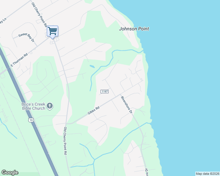 map of restaurants, bars, coffee shops, grocery stores, and more near 118 Stadiem Drive in New Bern