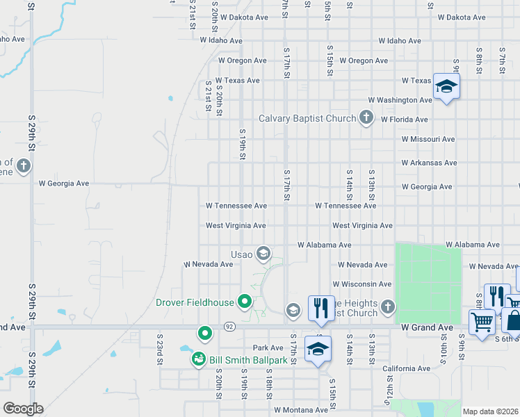 map of restaurants, bars, coffee shops, grocery stores, and more near 1502 S 18th St in Chickasha