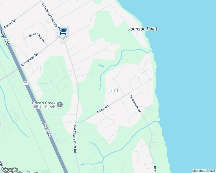 map of restaurants, bars, coffee shops, grocery stores, and more near 307 Little Rossie Road in New Bern