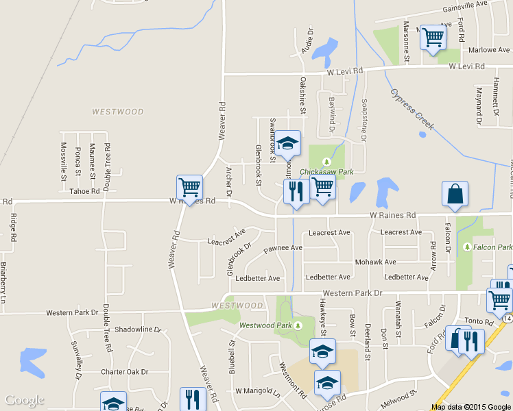 map of restaurants, bars, coffee shops, grocery stores, and more near 912 West Raines Road in Memphis