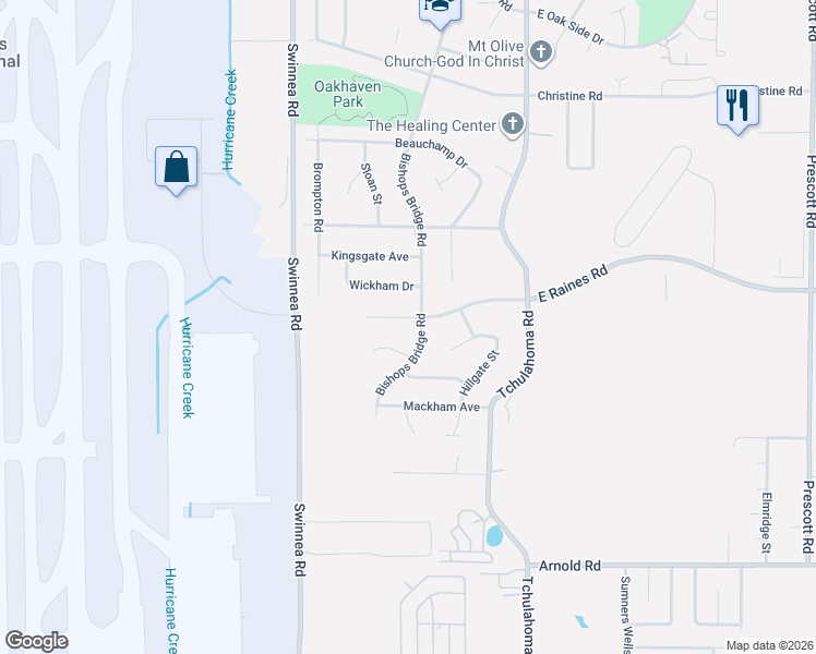 map of restaurants, bars, coffee shops, grocery stores, and more near 3129 East Raines Road in Memphis