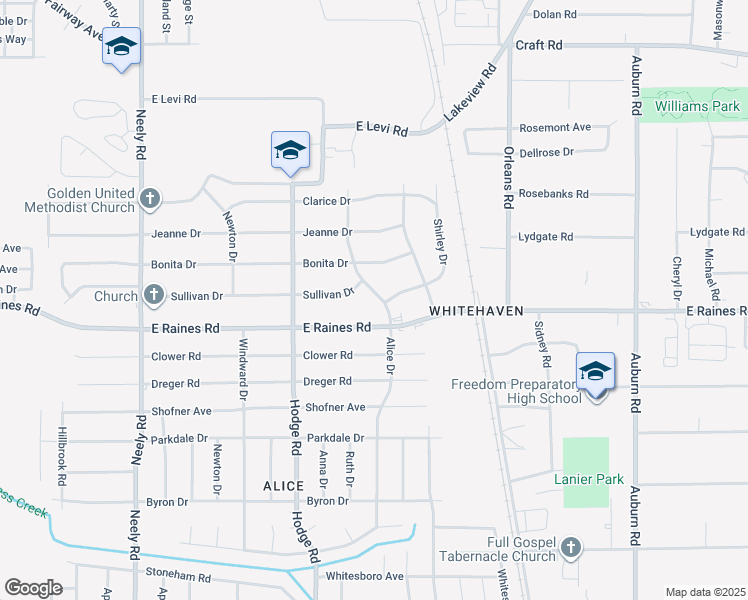 map of restaurants, bars, coffee shops, grocery stores, and more near 4133 Alice Drive in Memphis