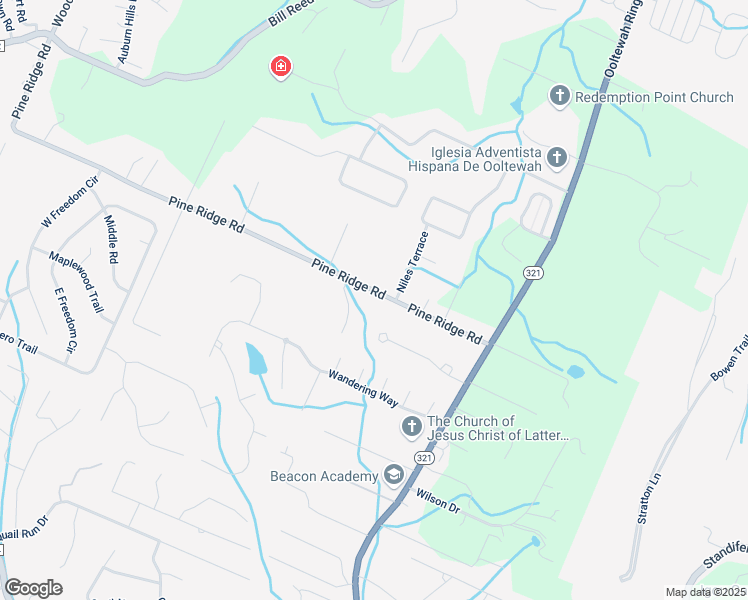 map of restaurants, bars, coffee shops, grocery stores, and more near 9120 Pine Ridge Road in Ooltewah